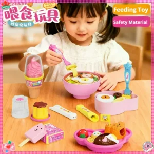 Food Pudding Feeding Toy, NEW 6 Types - Ice Cream/Pudding/Bento/Ramen with Tray Role Play Early Education Play House Toys 1