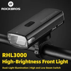 ROCKBROS 3000LM Bike Light 10000mAh Power Bank Type-C Charging Front Lamp Bicycle Headlight MTB Road Cycling Flash Highlight 1