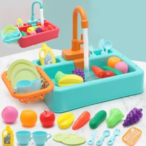 Kitchen Toy Plastic Dish Wash Sink Set Children Simulation Pretend Role Play Housework Kit Early Educational Toys for Children 1