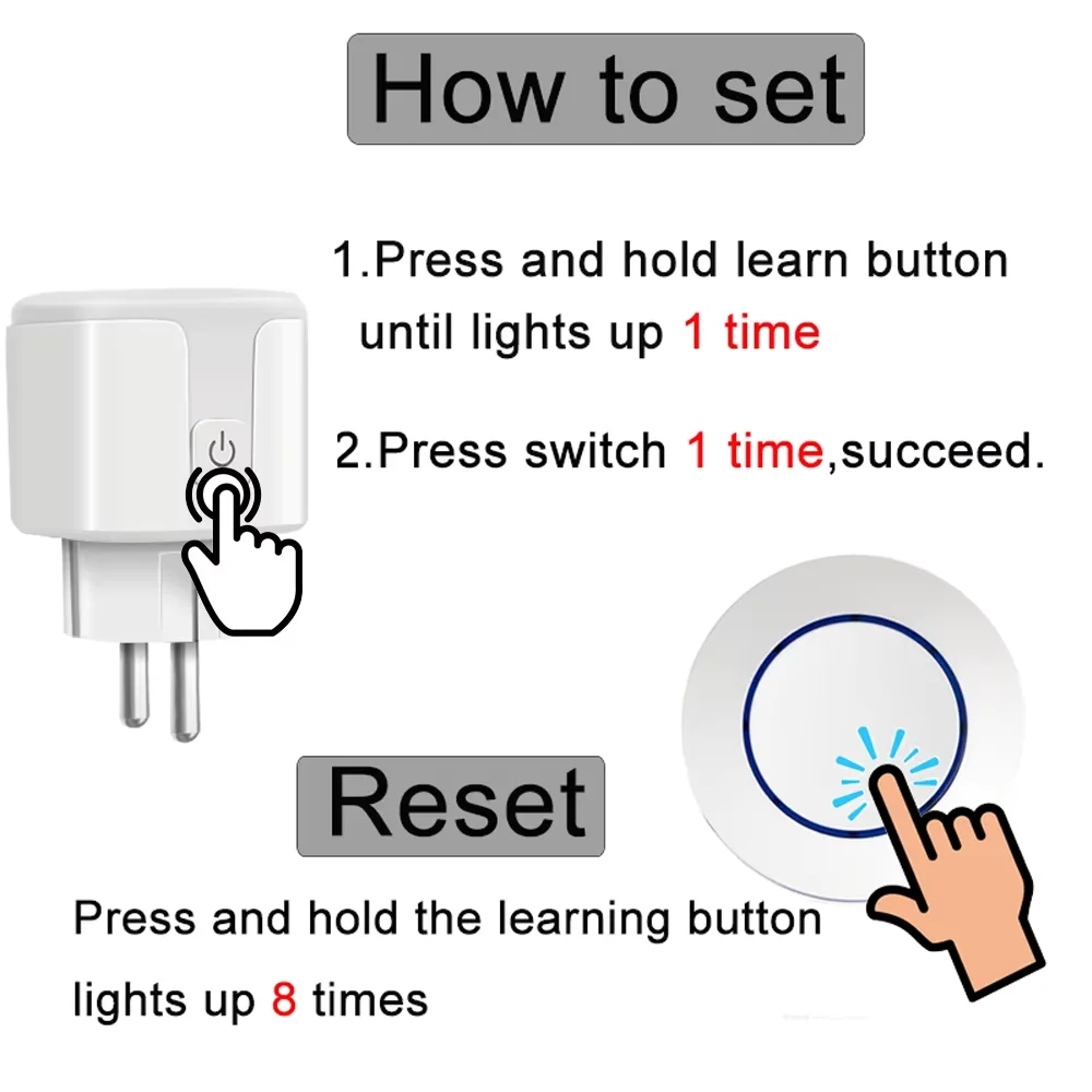 RF 433MHz Wireless Remote Control 220V 110V Relay Receiver Smart Socket Electric Plug Electrical Outlets For Light Lamp Home 5