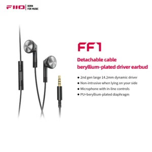FiiO FF1 3.5mm HIFI Music Wired Bass Earbud 14.2mm Dynamic HD Microphone Earphone for Gaming Meeting Video 1