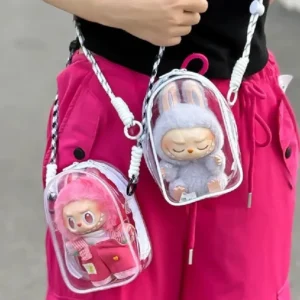 Labubu/SP Protect Case Labubu Sitting Party 15/17cm Cotton Doll Shoulder Pain Bag PVC Storage Bag Labubu Walk Bag Dustproof 1