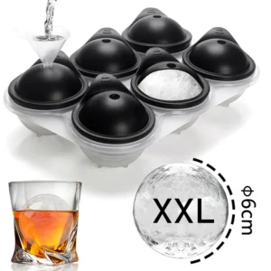 Large Silicone Ice Cube Tray With Lid Big Ice Ball Maker Round Sphere for Whiskey/ Cocktails/Bourbon 1