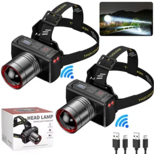 LED Rechargeable Headlights, Adjustable Zoom, Waterproof Headlights, Front Headlights, Ultra Bright Headlights for Camping 1