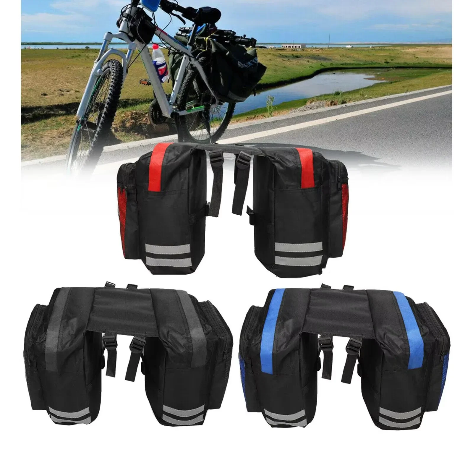 Waterproof Bicycle Bag, Transport Bag with High and Spacious Rear Seat, Double-Sided Design + Reflective Strips 6